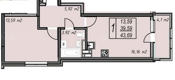 1-комн. квартира, 43.9 м², Анапа, Супсехское шоссе