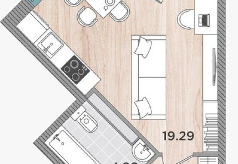 Студия 31,10 м² в ЖК Сады у Моря