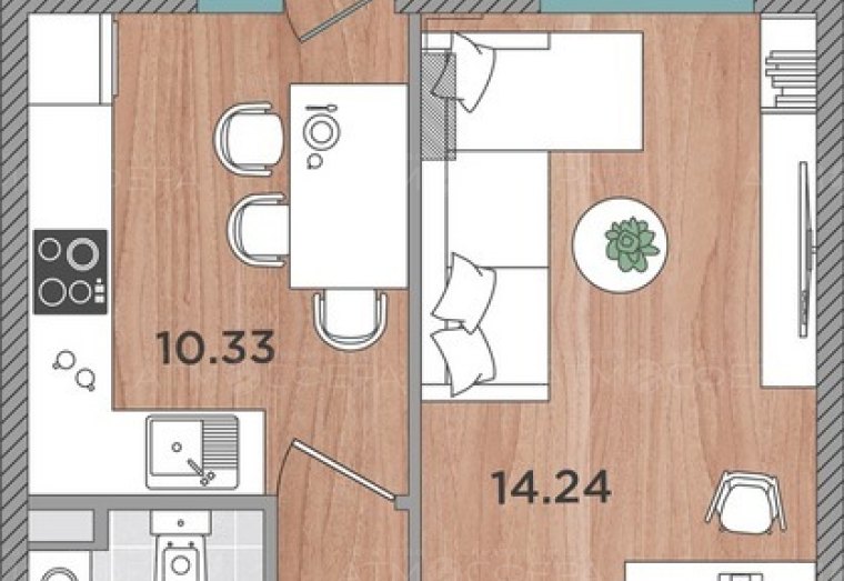 1-к квартира 35,42 м² в ЖК Сады у Моря