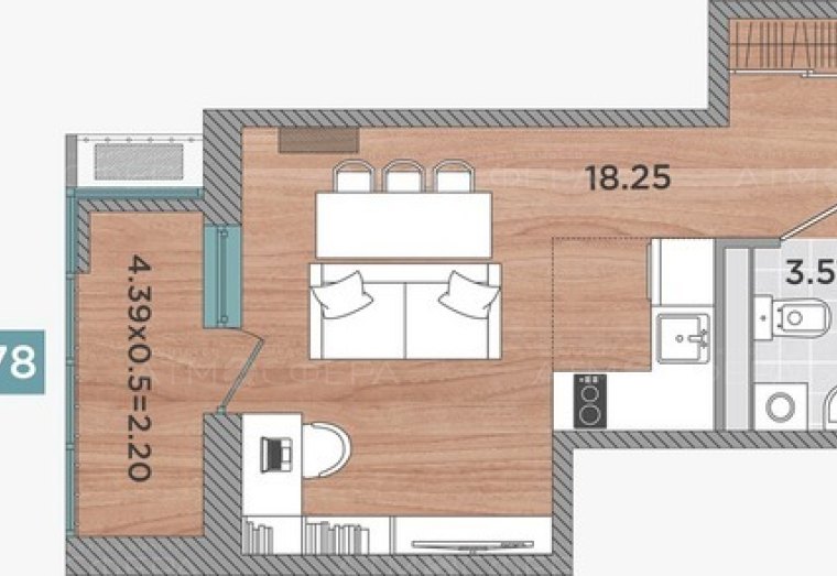 Студия 28,78 м² в ЖК Сады у Моря