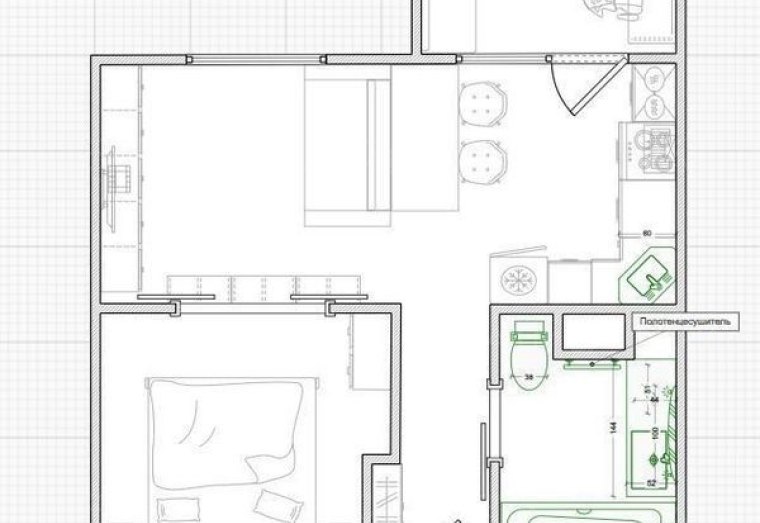 1-к. квартира, 38,7 м²