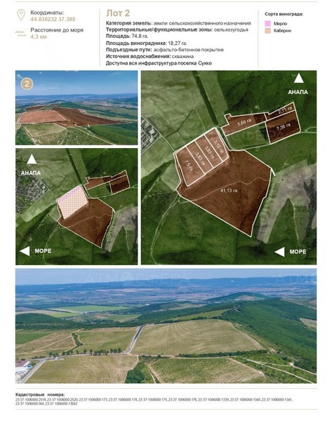Продаётся земельный участок с виноградниками в с. Варваровка